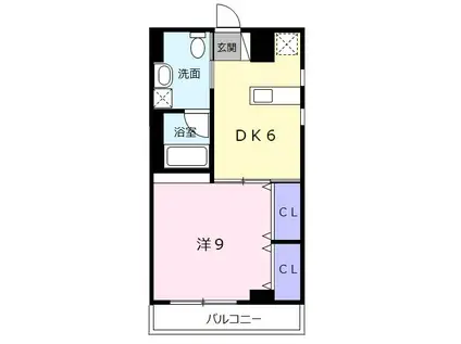 カレントII(1DK/4階)の間取り写真