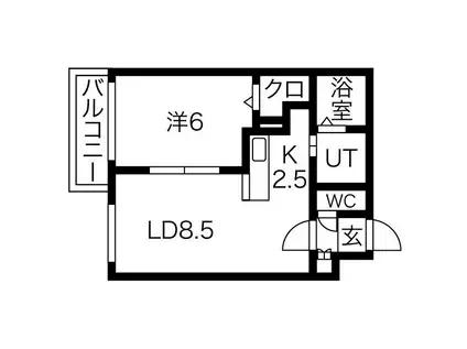 MERLOT(1LDK/3階)の間取り写真