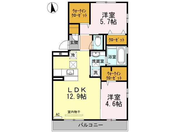 黒石ヒルズ(2LDK/1階)の間取り写真