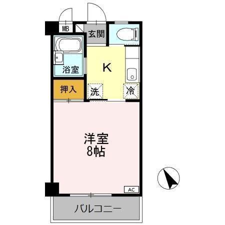 棒屋第2城北ハイツ(1K/3階)の間取り写真