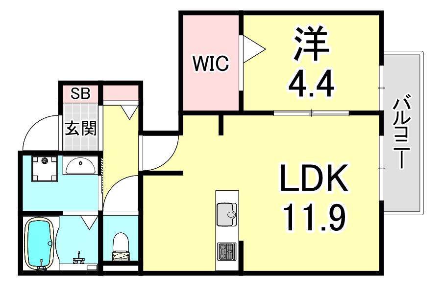 クローバー富士5号館(1LDK/1階)の間取り写真