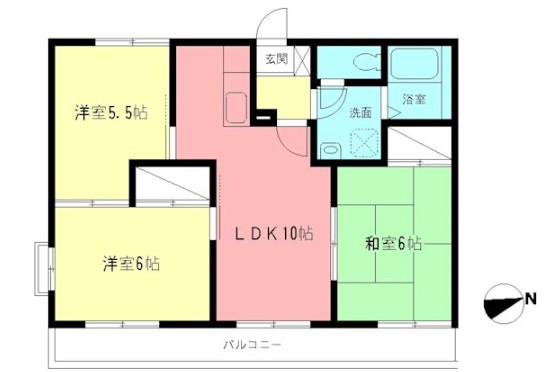 ファミーユ関野(3LDK/3階)の間取り写真