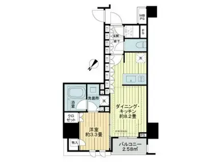 ライオンズ蔵前レジデンス(1LDK/7階)の間取り写真