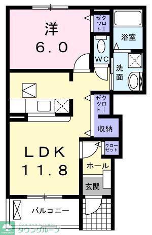 プロムナードII(1LDK/1階)の間取り写真