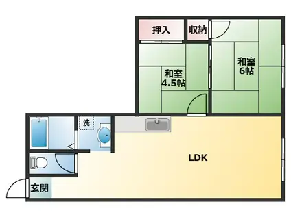カーサヒラノ(2LDK/2階)の間取り写真