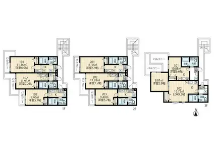 H弘明寺B棟(ワンルーム/1階)の間取り写真