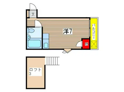 サニーベール亥鼻(ワンルーム/2階)の間取り写真