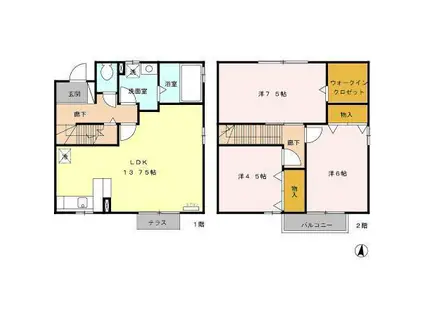 ブランシェ北斗 B(3LDK/1階)の間取り写真