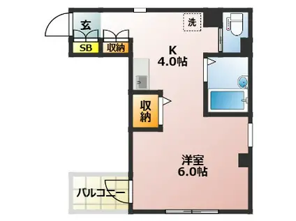 フローラルコート蓮根(ワンルーム/1階)の間取り写真