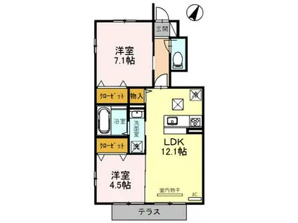 シャーロット A・B棟(2LDK/1階)の間取り写真