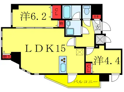 S-RESIDENCE王子ウエスト(1SLDK/11階)の間取り写真