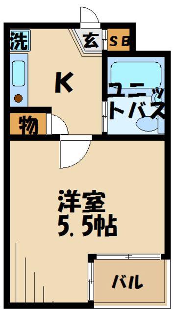 ベルトピア調布 B棟(1K/4階)の間取り写真
