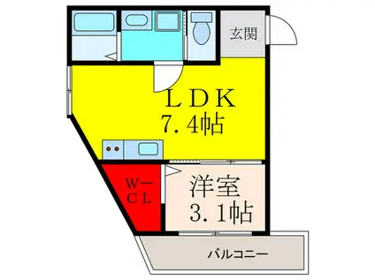 コスモクレスト荒本(1LDK/3階)の間取り写真