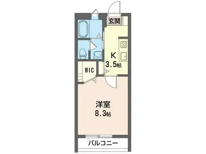 アスセーナ杉田(1K/1階)の間取り写真