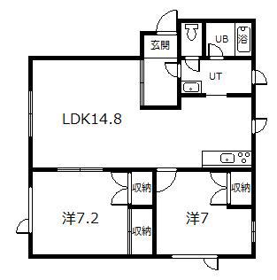 マンションピラ(2LDK/2階)の間取り写真