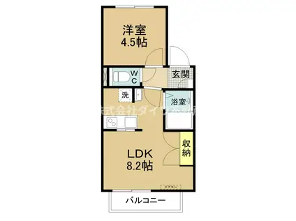 グランデュール柱(1LDK/2階)の間取り写真