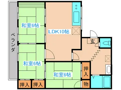 ケヤキハイツ(3LDK/2階)の間取り写真