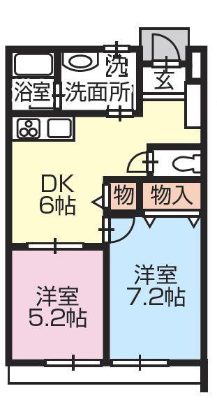 カーサ白井(2DK/2階)の間取り写真