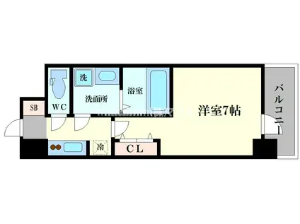 S-RESIDENCE難波大国町DEUX(1K/9階)の間取り写真