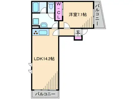 ヴィラMGII(1LDK/3階)の間取り写真