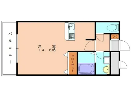 PLEASANT(ワンルーム/2階)の間取り写真