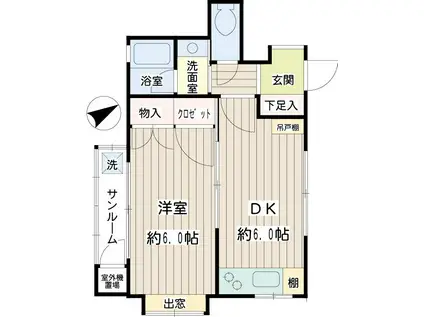 グリーンハイツ(1DK/2階)の間取り写真