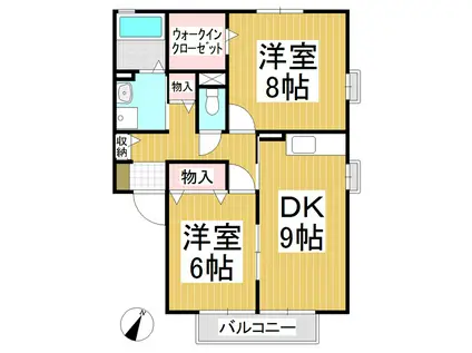 SEJOUR遊岳(2DK/1階)の間取り写真