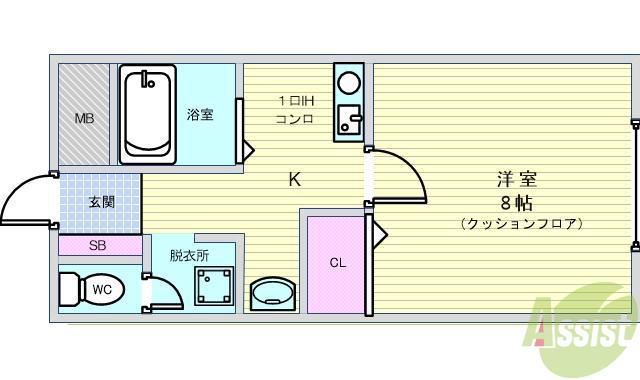 フェニックス豊中Ⅰ(1K/3階)の間取り写真