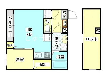 SKY LAND(1LDK/1階)の間取り写真