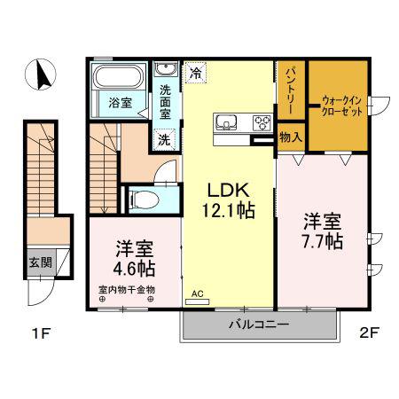 MAISON DE LANGE(2LDK/2階)の間取り写真