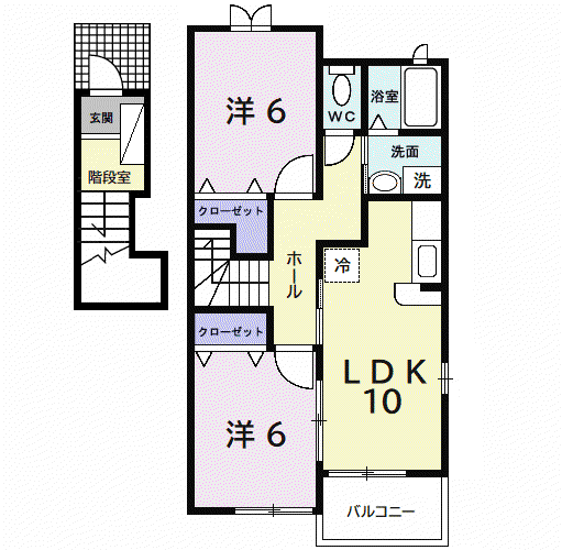 プラムフィールドE(2LDK/2階)の間取り写真