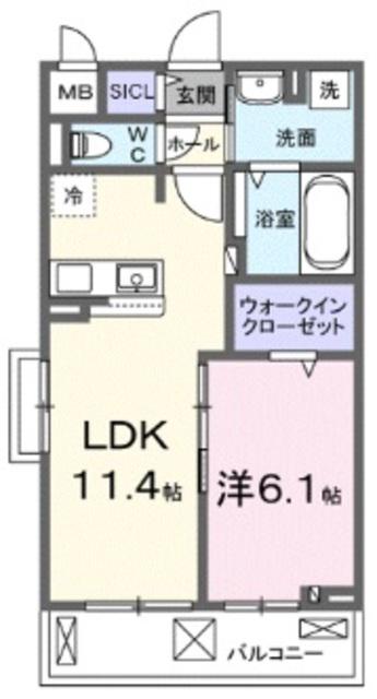 ノルド フィウーメ(1LDK/2階)の間取り写真