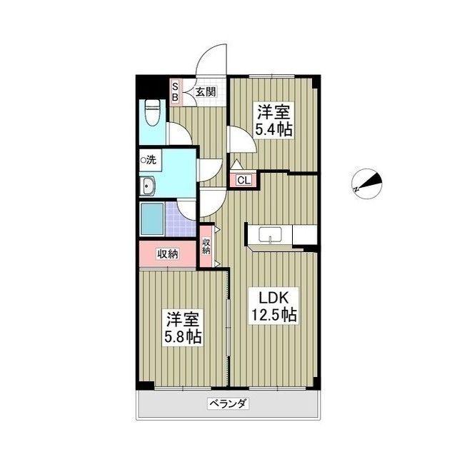 サニーエステート(2LDK/2階)の間取り写真