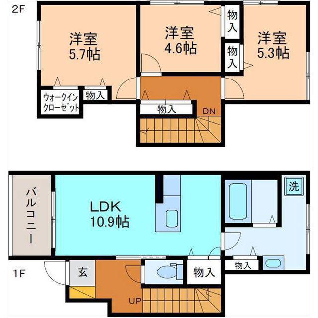 北陸鉄道石川線 野町駅 徒歩22分 2階建 築7年(3LDK/1階)の間取り写真