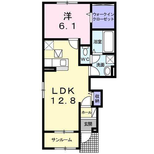 ブリエ・ヴィータI(1LDK/1階)の間取り写真