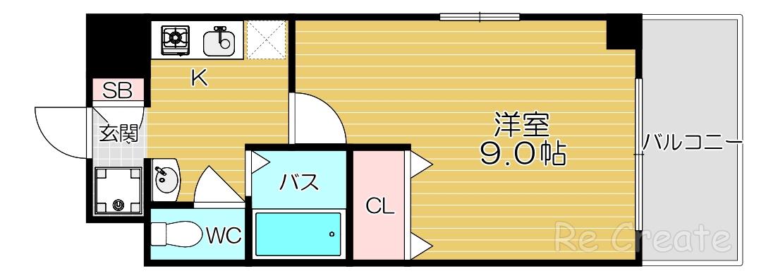 Mプラザ長堀(1K/4階)の間取り写真
