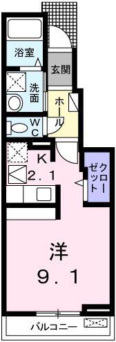 アルダン C(1K/1階)の間取り写真