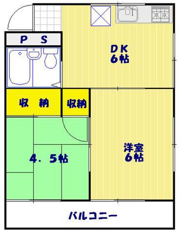 ベルハイツ(2DK/3階)の間取り写真
