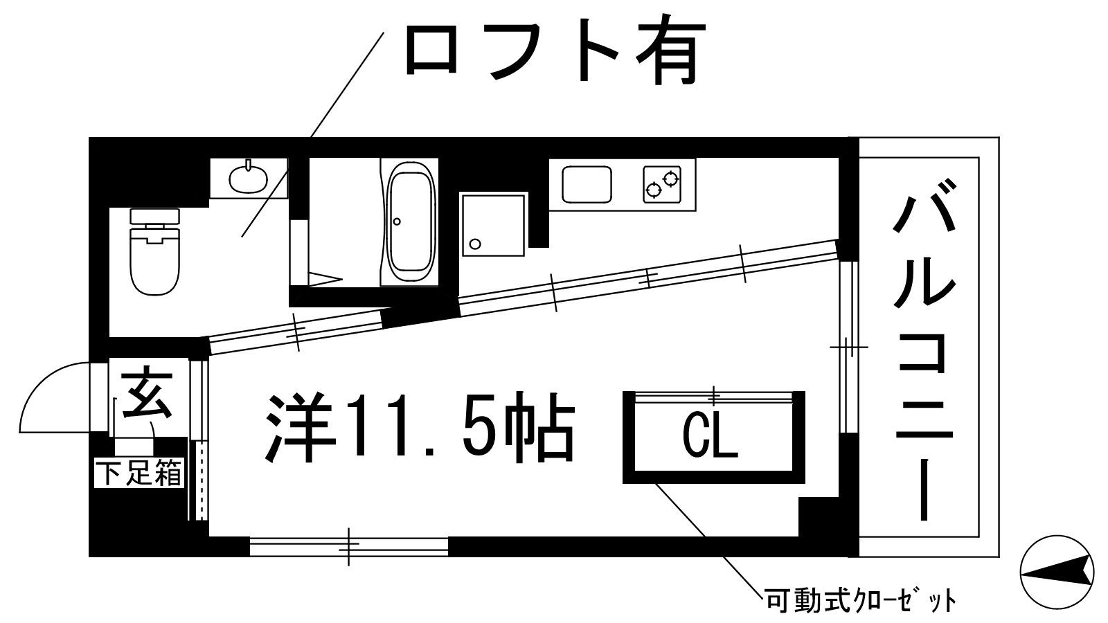 ポルトボヌール(1K/9階)の間取り写真