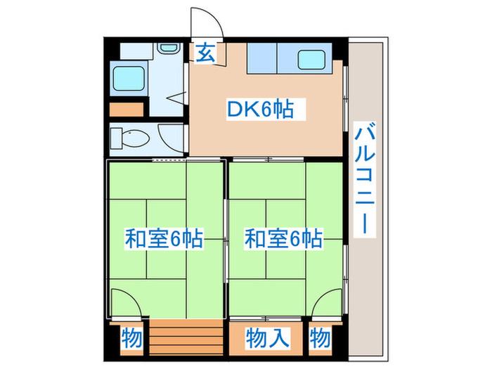 第2瑞光マンション(2DK/6階)の間取り写真