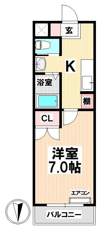 A・CITY瑞穂雁道(1K/3階)の間取り写真