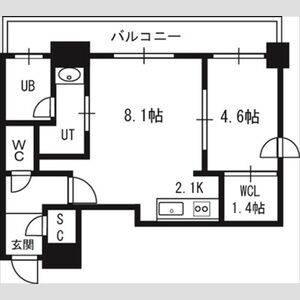 SーFORT豊平三条(1LDK/8階)の間取り写真