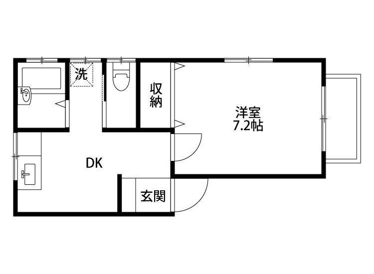 トゥルース(1K/1階)の間取り写真