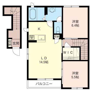 メゾン・ラルジュF(2LDK/2階)の間取り写真