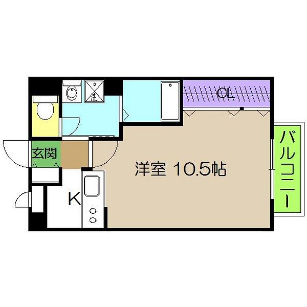 フォブールわげん(1K/2階)の間取り写真