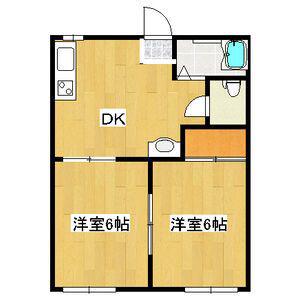 ヴィラリエゾンC(2DK/2階)の間取り写真