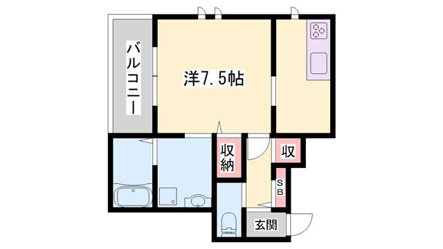 西新町PJ(1K/2階)の間取り写真