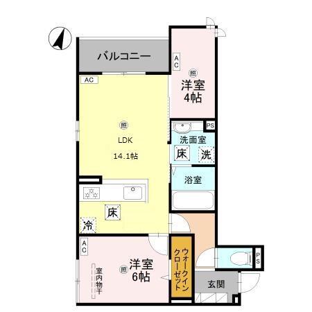 グランヴェールVII(2LDK/1階)の間取り写真