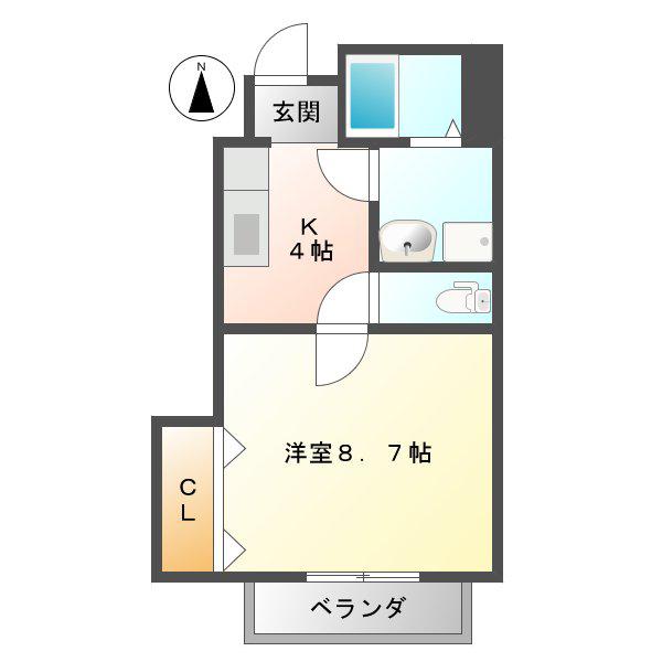 近鉄名古屋線 南が丘駅 徒歩18分 2階建 築21年(1K/1階)の間取り写真