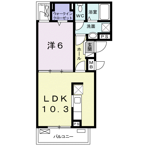 レジデンス KIZU(1LDK/1階)の間取り写真